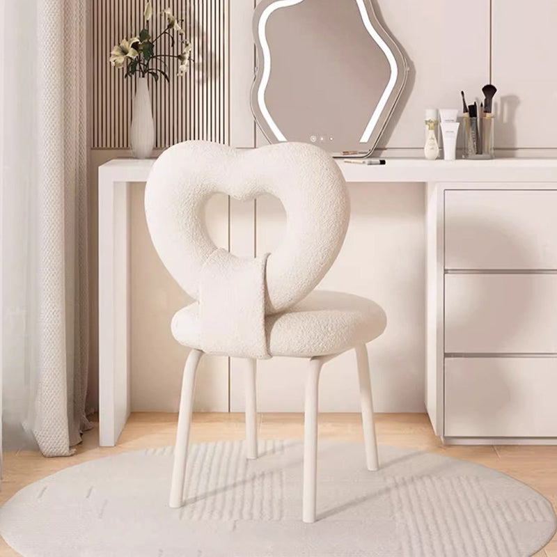 Nordic Heart Lambswool Wood Vanity Stool