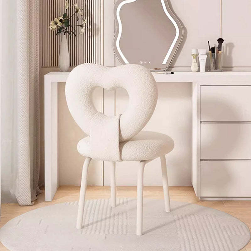 Nordic Heart Lambswool Wood Vanity Stool