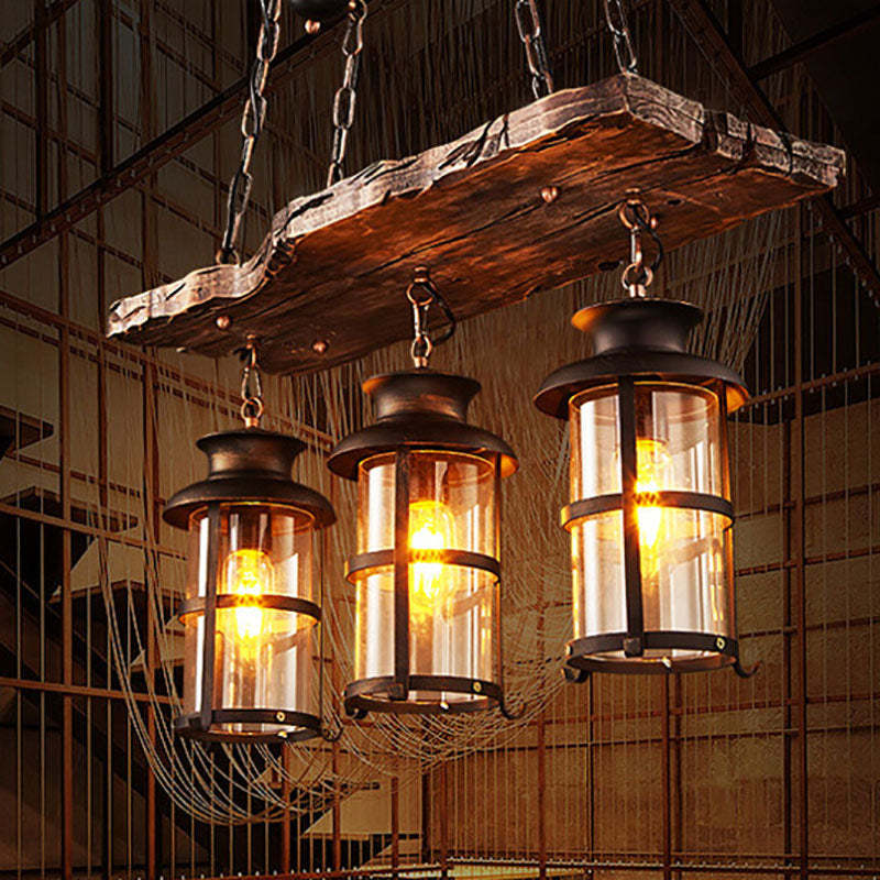 Traditional Farmhouse Wood Strip Iron Chandelier — 220V-240V For UK/AU