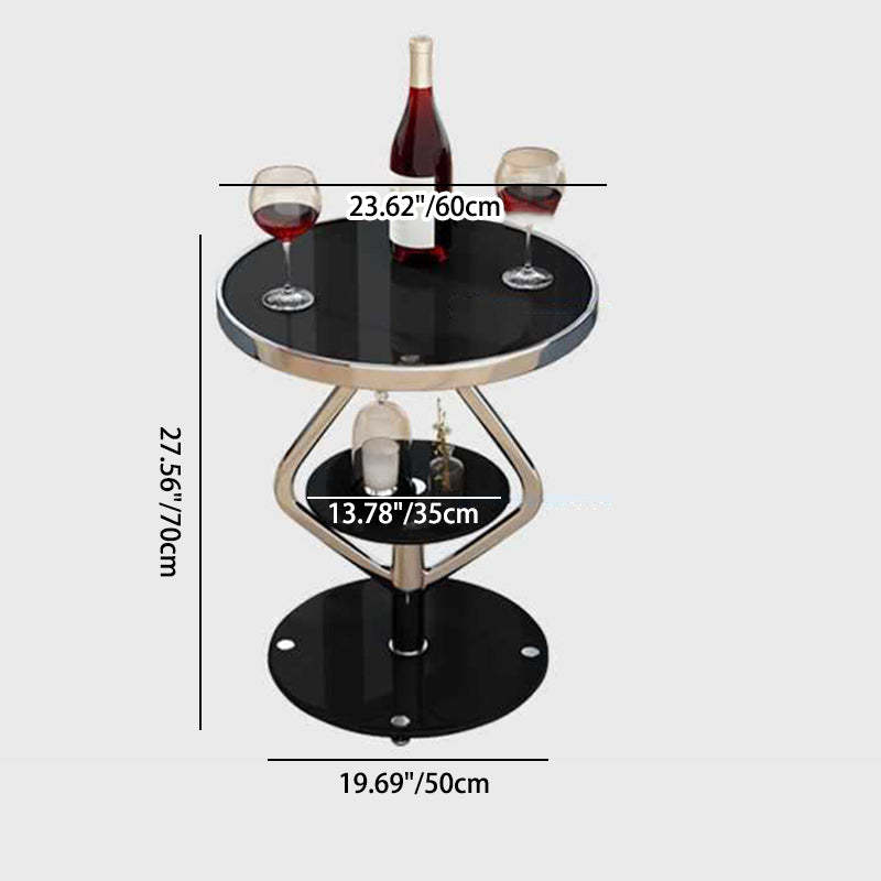 Nordic Lozenge Glass Steel End Table — Chrome / White