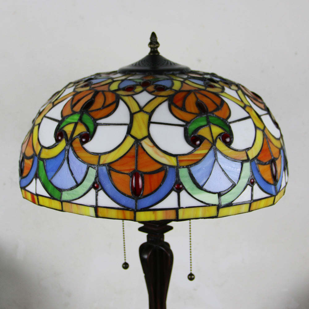 Tiffany Mediterranean Stained Glass Cone 2-Light Table Lamp