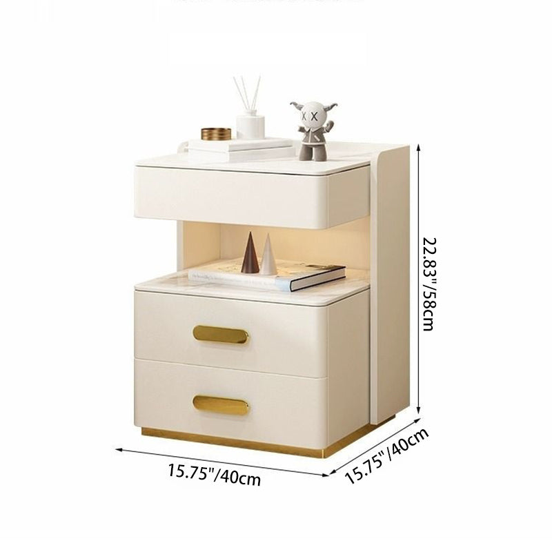 Contemporary Rock Nightstand 2-Drawer — Brown +Khaki