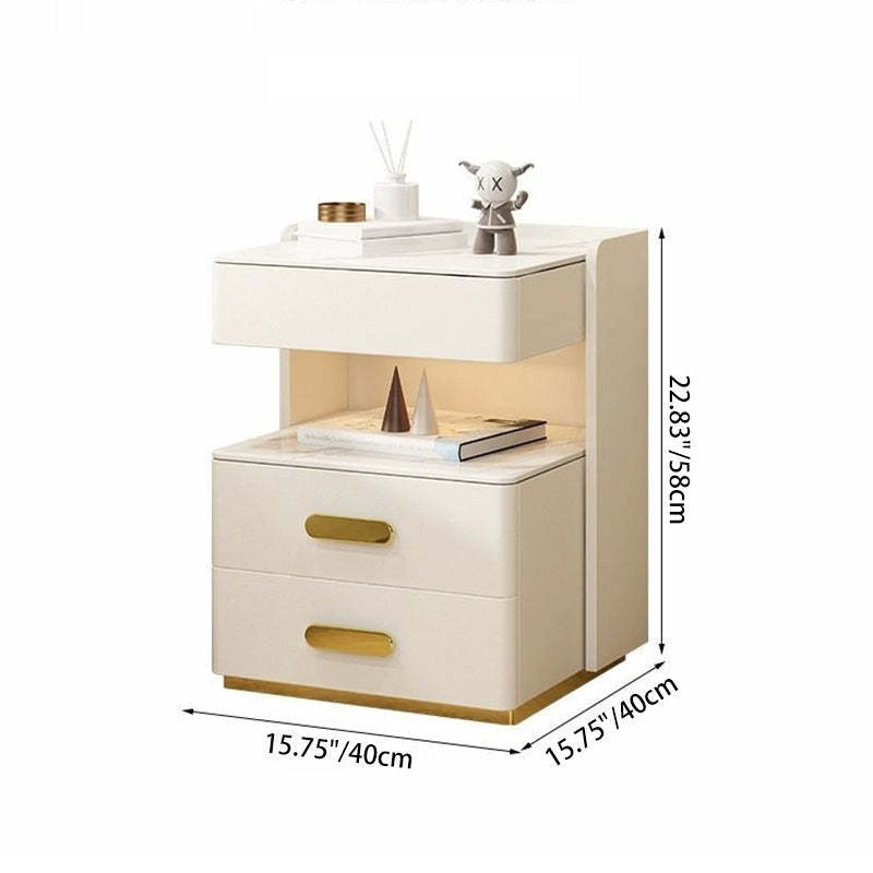 Contemporary Rock Nightstand 2-Drawer — Brown +Khaki
