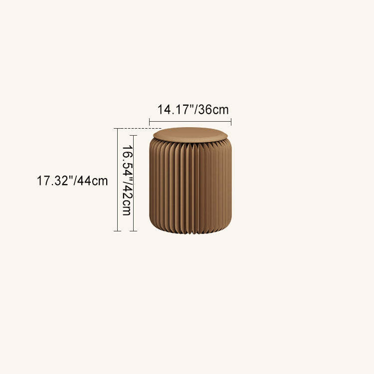 Scandinavian Cylinder PU Leather Foldable Footstool — White