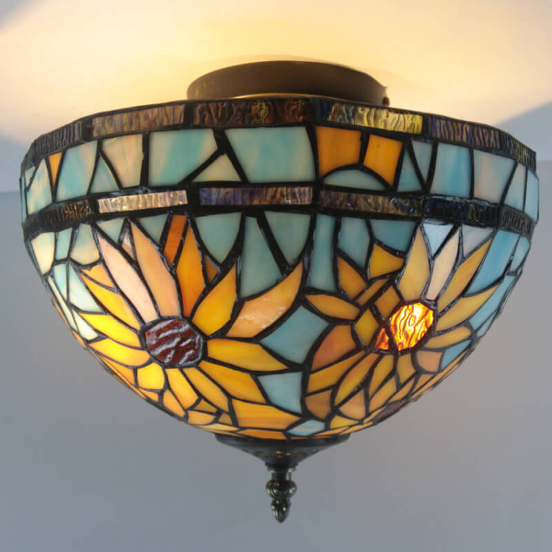 European Vintage Tiffany 2-Light Flush Mount