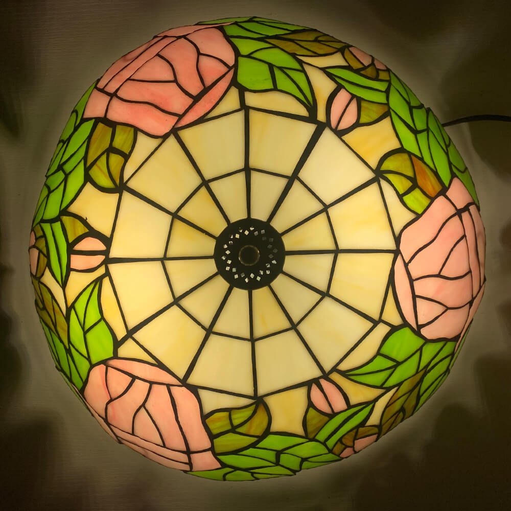 Traditional Tiffany Shell Bead Stained Glass Flush Light — H / 220V-240V For UK/AU