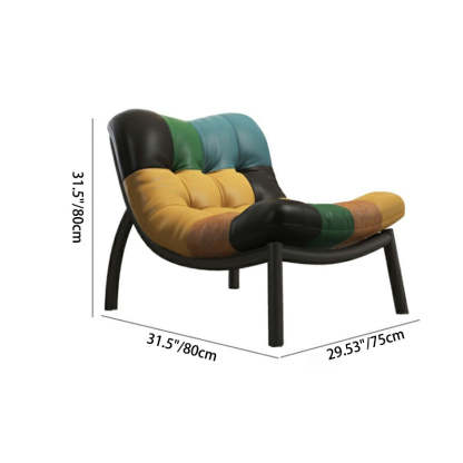 Scandinavian Upholstered Leather Steel Sofa — Black / Green