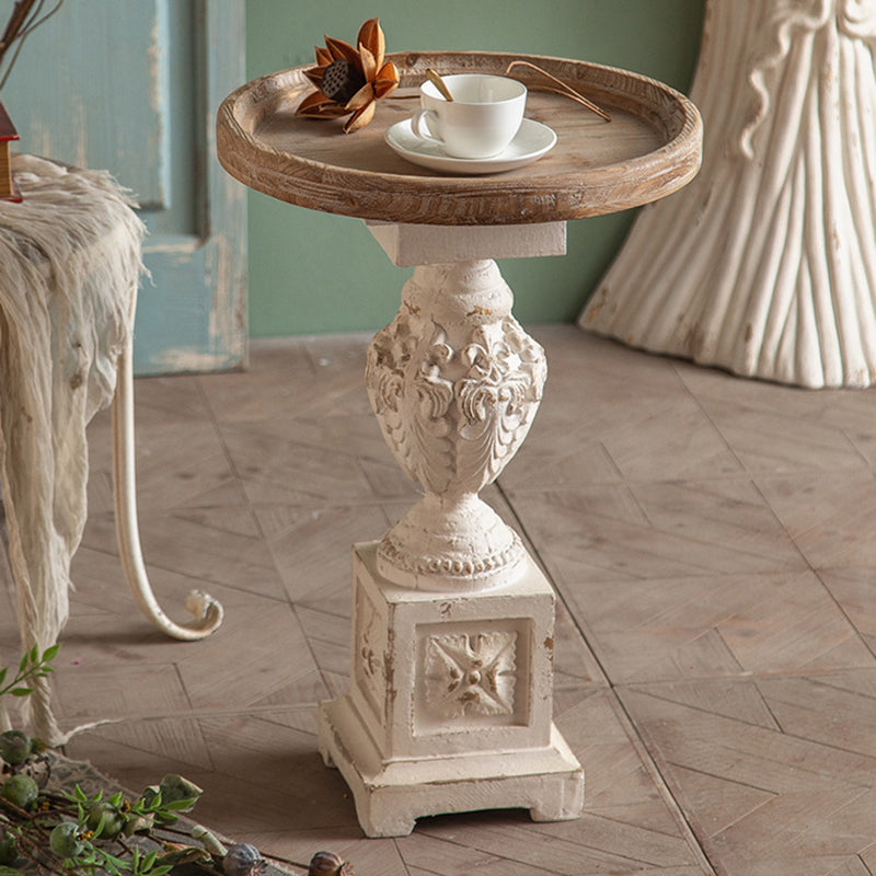 European Roman Column Carved Wood Side Table