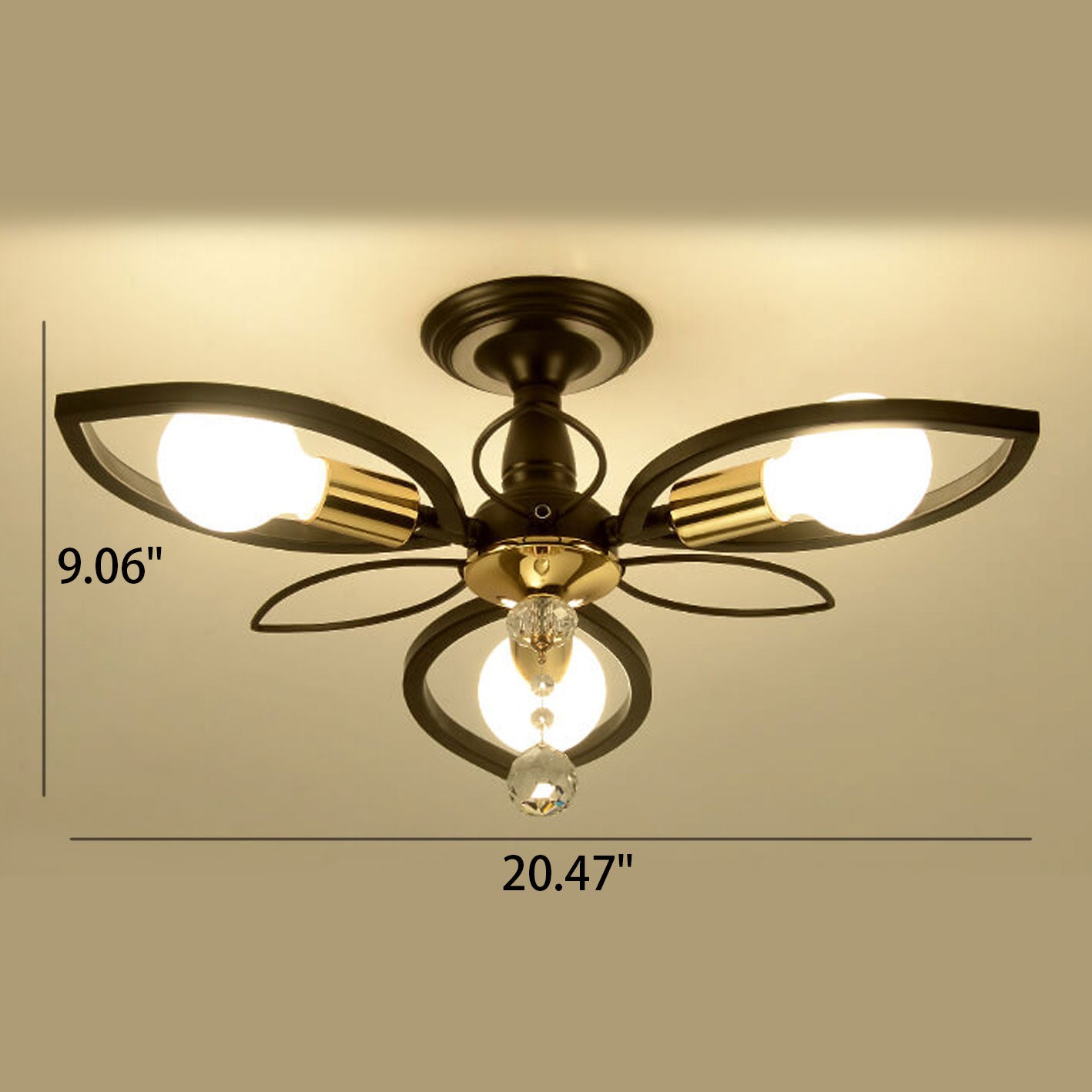Nordic Wrought Iron Crystal 6/8-Light Flush Mount