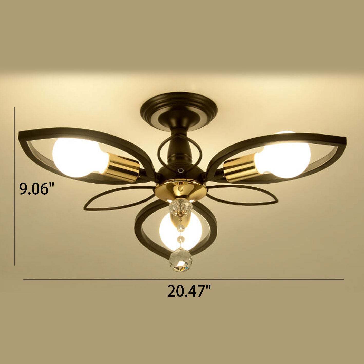 Nordic Wrought Iron Crystal 6/8-Light Flush Mount