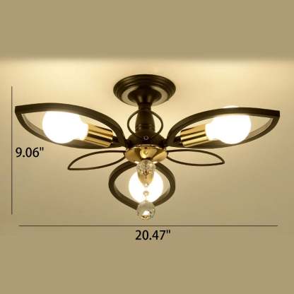 Nordic Wrought Iron Crystal 6/8-Light Flush Mount