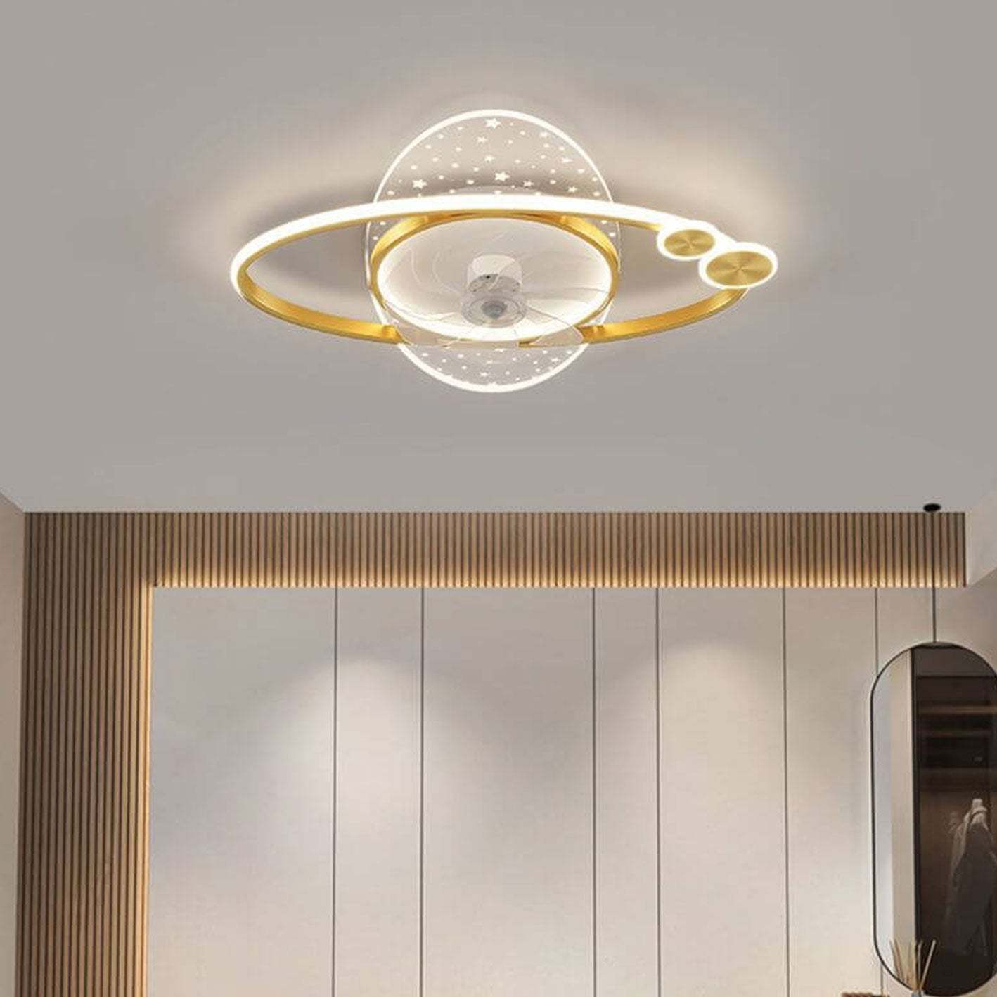 Modern Planet Star Effect LED Flush Mount Fan Light