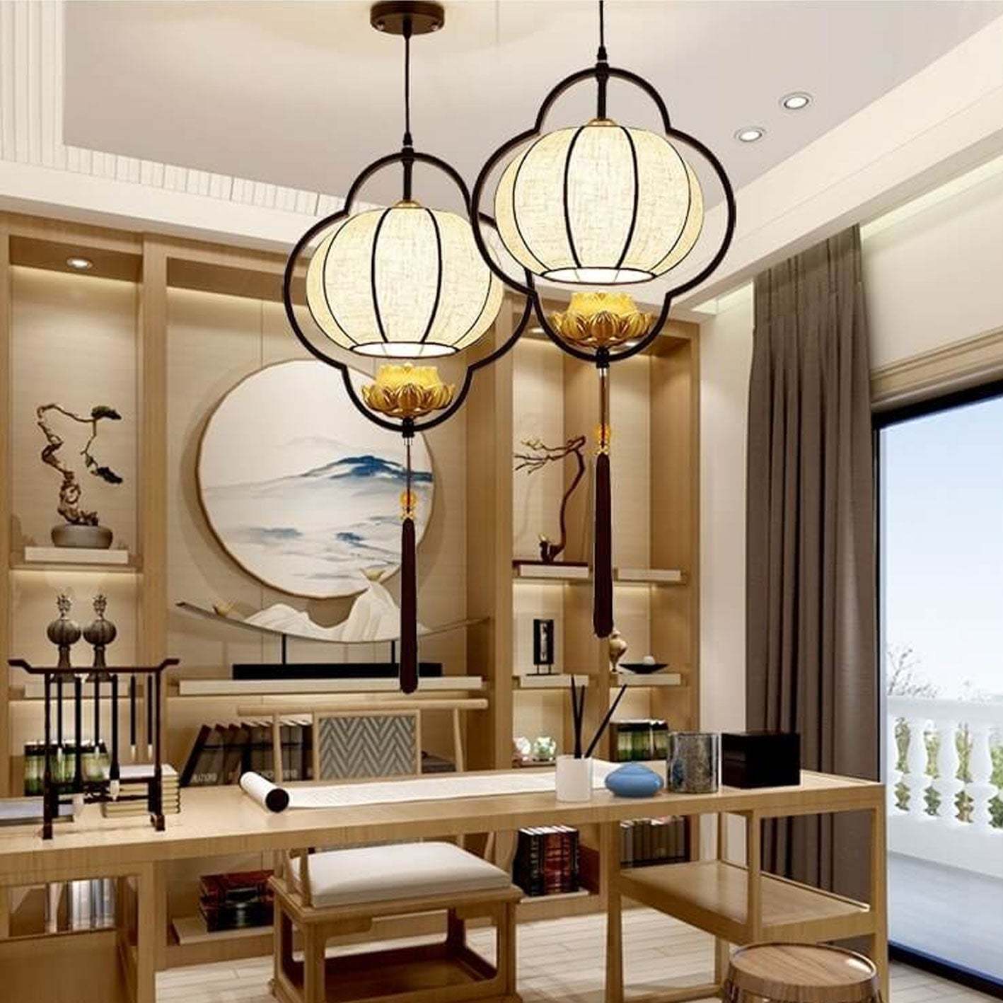 Chinese Retro Luxury Wrought Iron Pendant Light