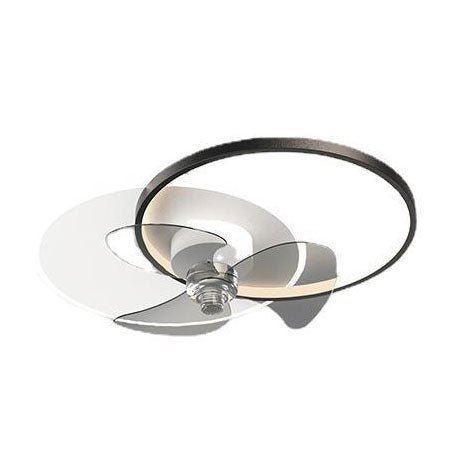 24" LED Circle Flush Mount Bedroom Ceiling Fan Dimmable