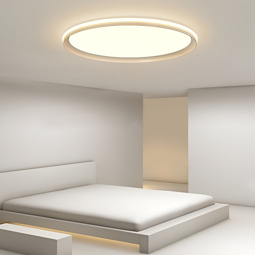 Modern round ultra-thin white flush mount lighting, Lighom — 16" Diameter / Dimmable with Remote