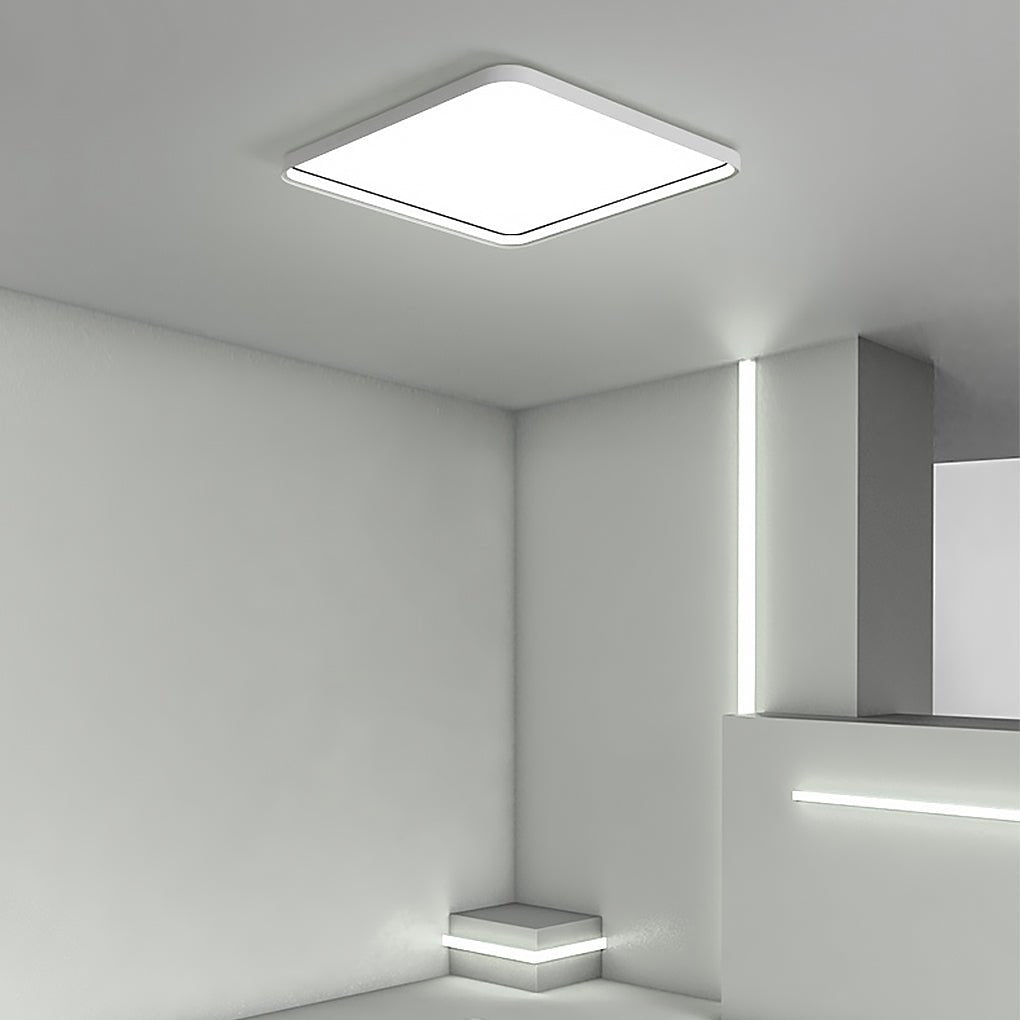 White modern edge flush mount lighting — 16" / Dimmable with Remote