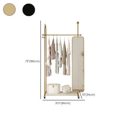 Oval Gold Metal Mirror Coat Rack with Hooks