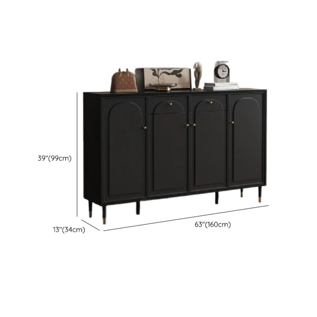 Modern Black Engineered Wood Large Hallway Shoe Cabinet