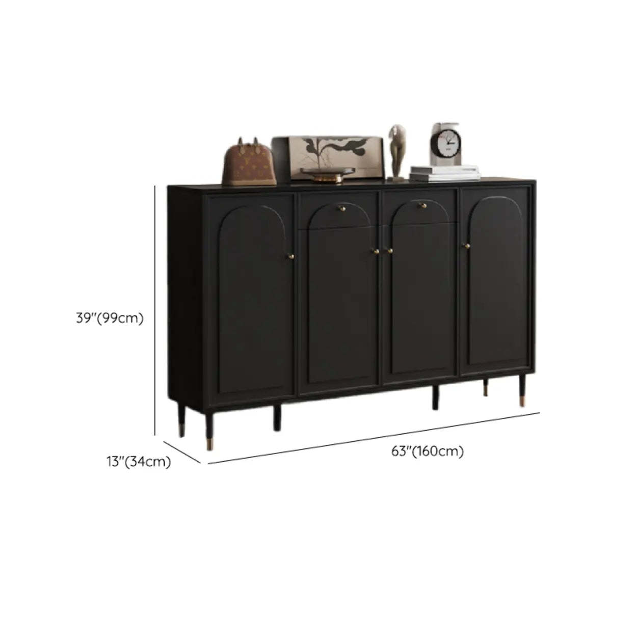 Modern Black Engineered Wood Large Hallway Shoe Cabinet