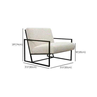 White Mohair Metal Square Arm Sled Arm Chair