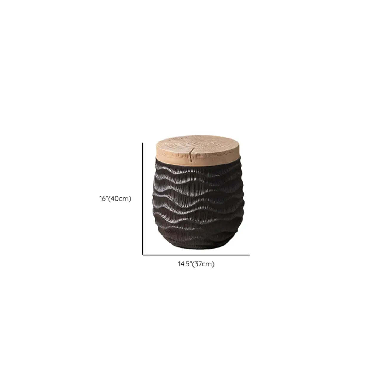 Farmhouse Rustic Wood Textured Drum Side Table
