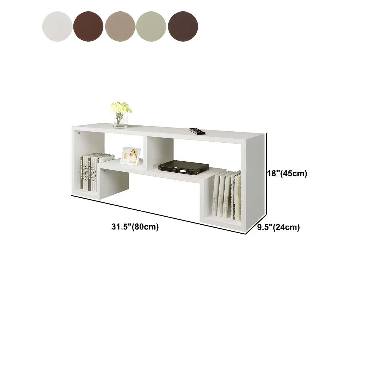 Scandinavian Wood Open Shelving TV Stand — White