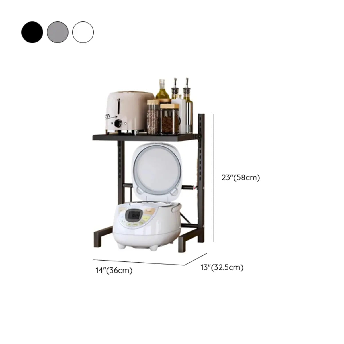 White Fixed Metal Baker's Rack with Microwave Shelf