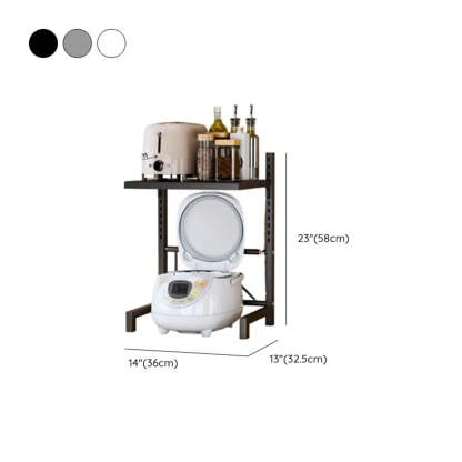 White Fixed Metal Baker's Rack with Microwave Shelf
