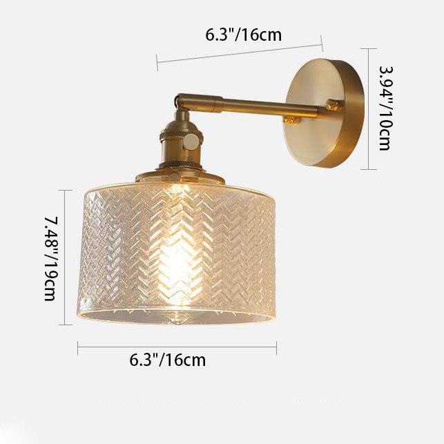 Nordic Minimalist Brass Cylinder Sconce — Transparent / 110V-120V For US/CA