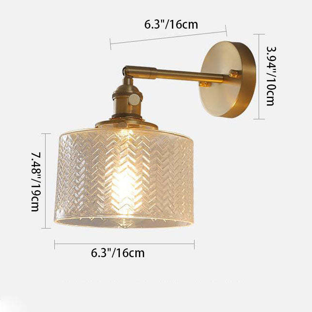 Nordic Minimalist Brass Cylinder Sconce — Transparent / 110V-120V For US/CA