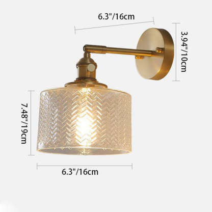 Nordic Minimalist Brass Cylinder Sconce — Transparent / 110V-120V For US/CA