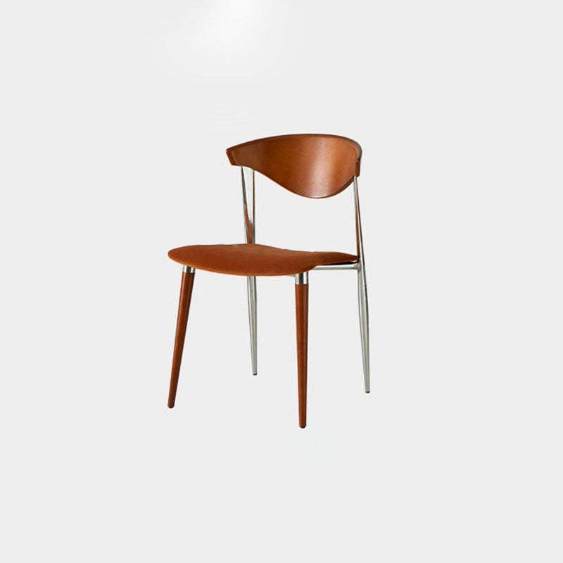 Retro Beech Iron Velvet Curved Dining Chair