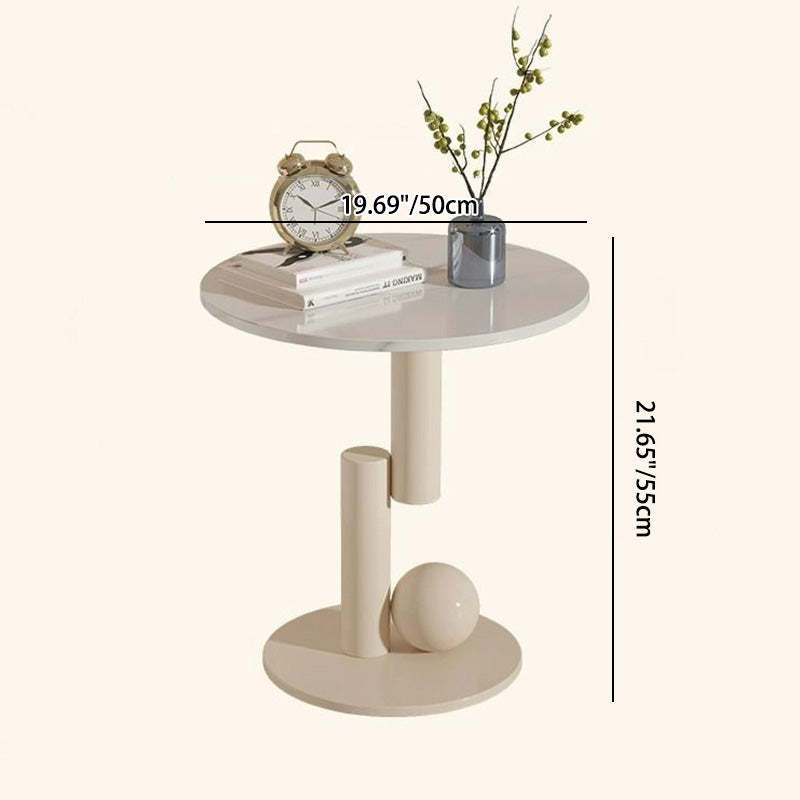 Contemporary Cylinder Orb Rock Slab Steel Coffee Table