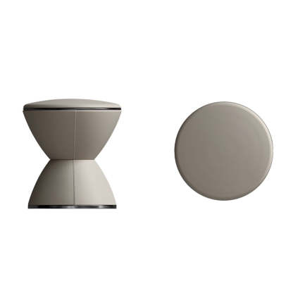Minimalist Hourglass Leather Steel Stool