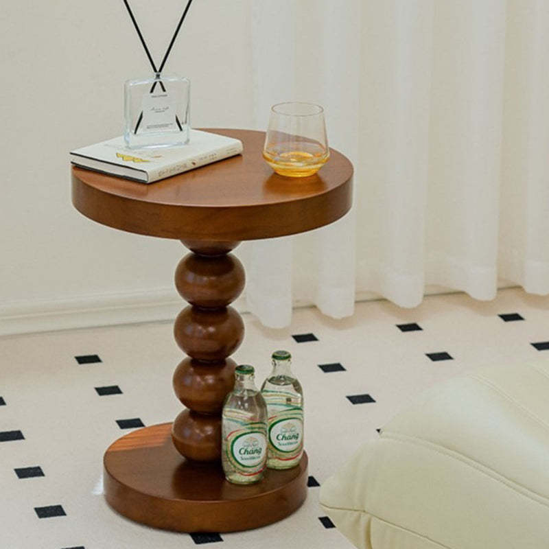 Vintage Round Beaded Wooden Coffee Table