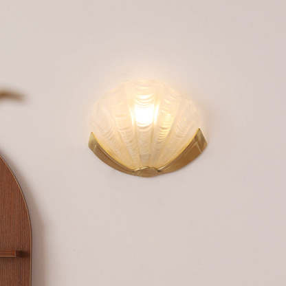 Art Deco Shell Brass Glass Wall Sconce — Green Shade / 110V-120V For US/CA