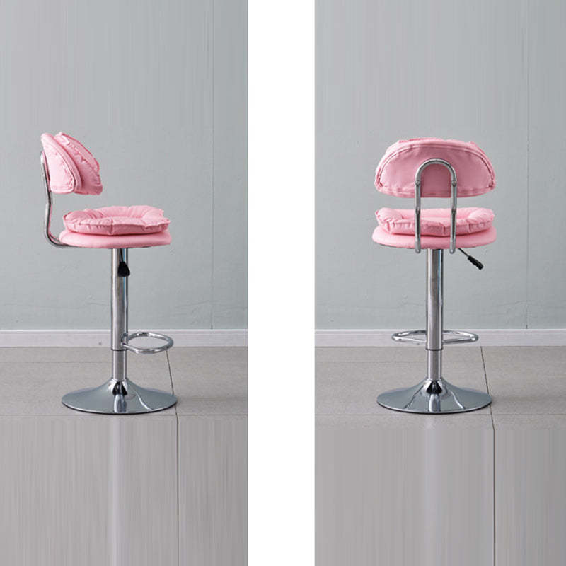 Minimalist Leather Metal Bar Stool With Backrest Adjustable