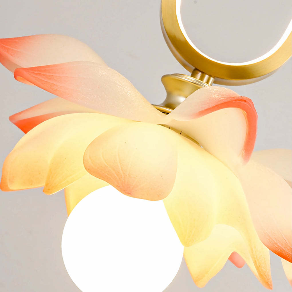 Lotus Flower Luminous Copper Oval Ring LED Pendant