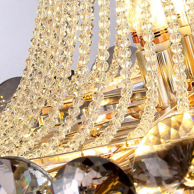 Half Round Ball Crystal Iron Chandelier — 24 / 220V-240V For UK/AU