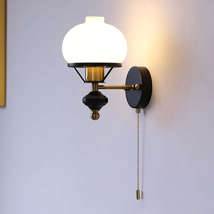French Geometric Circle Glass Iron Sconce — Hardwired / A / 220V-240V For UK/AU