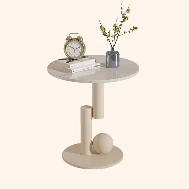 Contemporary Cylinder Orb Rock Slab Steel Coffee Table