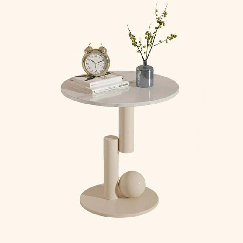 Contemporary Cylinder Orb Rock Slab Steel Coffee Table