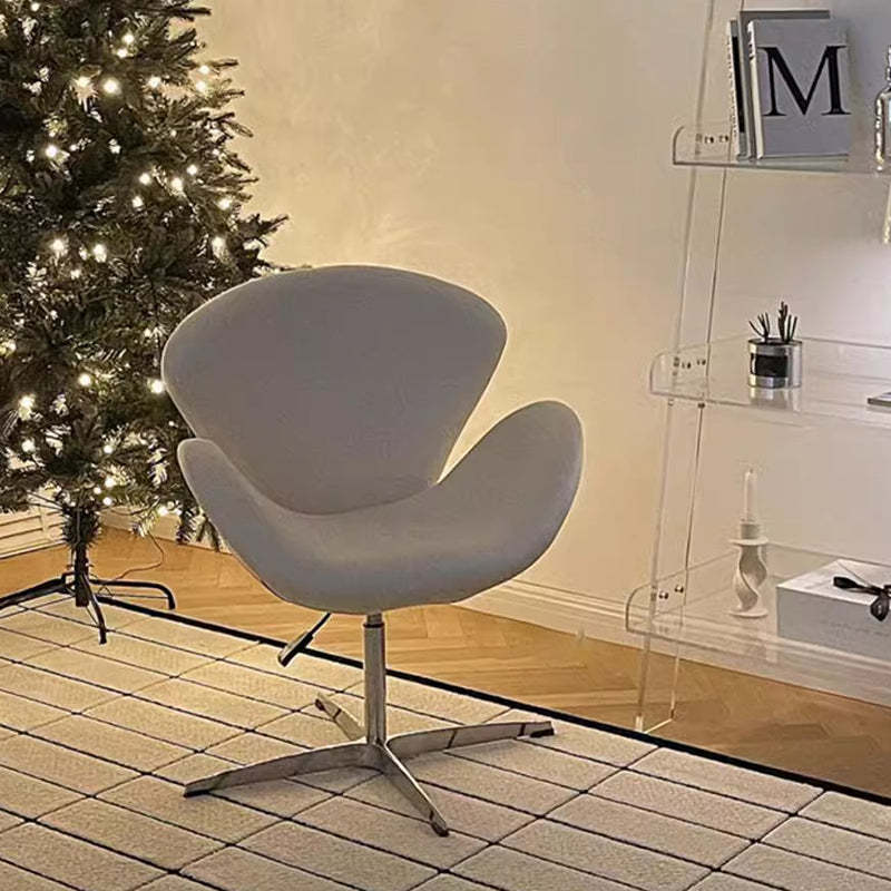 Minimalist Flannel Lambskin Movable Desk Chair — White - Lambskin / With Footrest