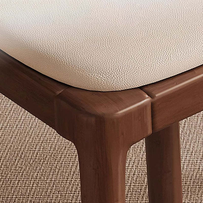 Modern Wood Leather Backless Vanity Stool — Gray Seat + Black Legs