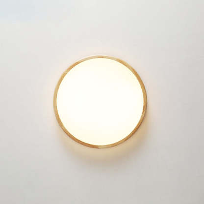Japanese Round Wooden Slim LED Flush Mount Light — Infinitely Dimmable / 110V-120V For US/CA