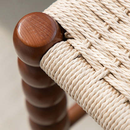 Vintage Gourd Wood Rope Stool