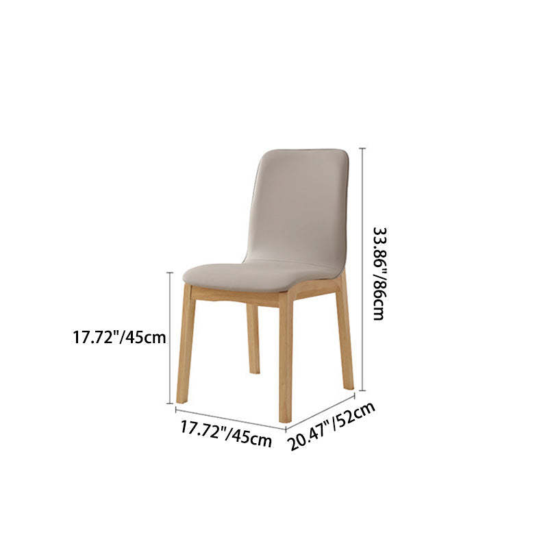 Nordic Leather Wood Frame Dining Chair — Orange + Original Wood Color Frame