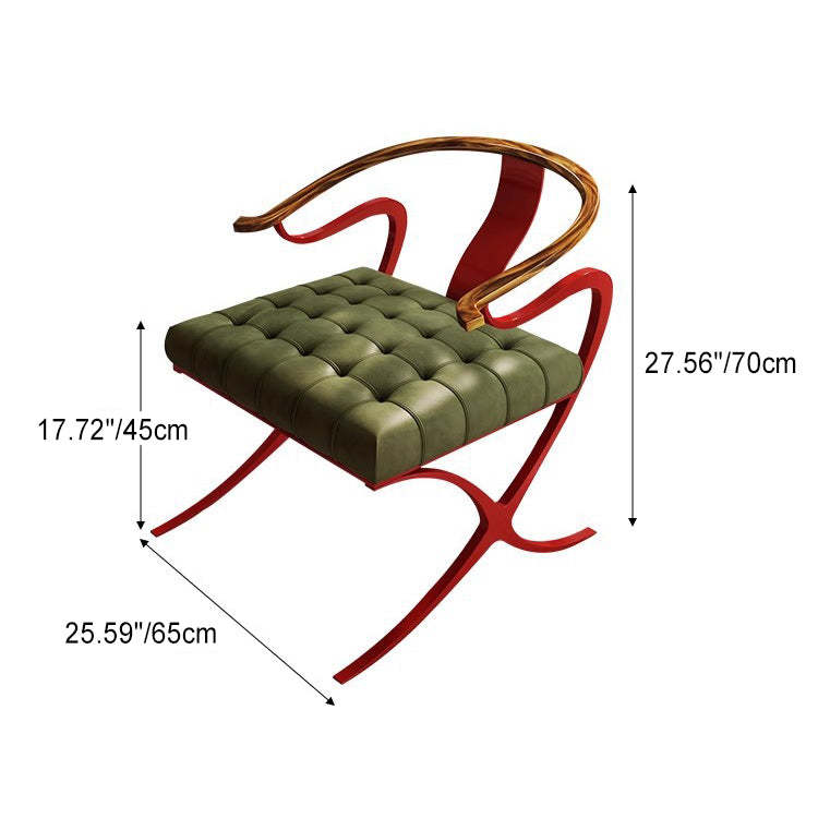 Retro Curved Wood Leather Armchair — Gold