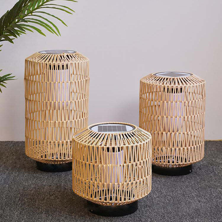 Minimalist Solar Iron Rattan Cage LED Landscape Light