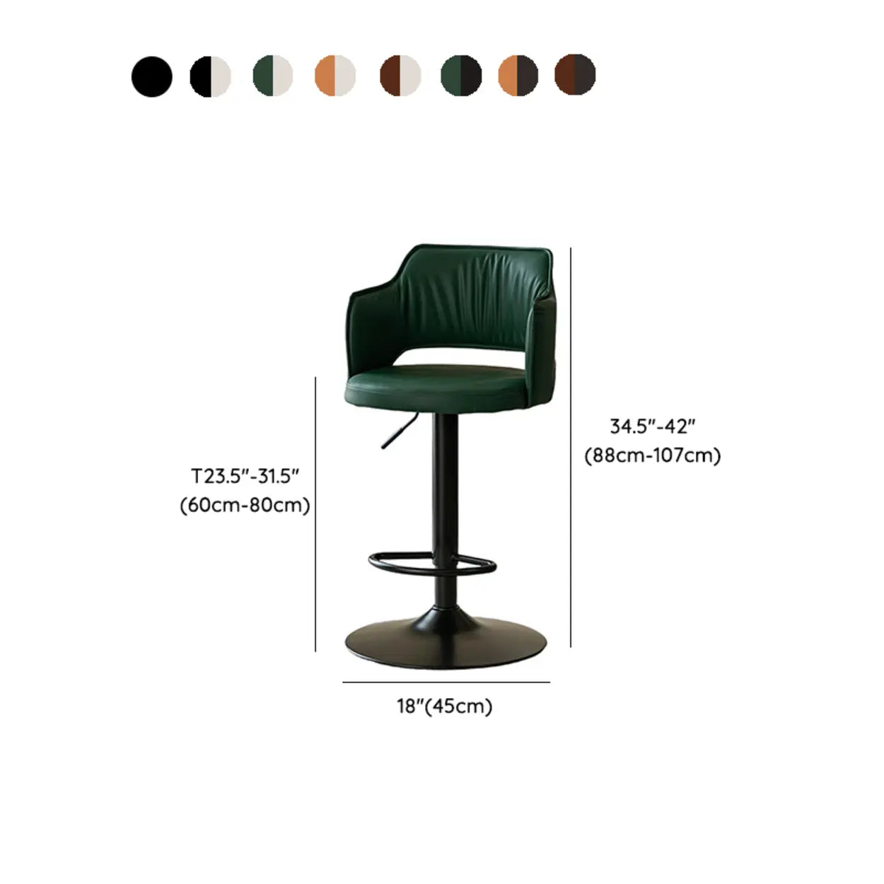 Modern Adjustable Rotating Barrel Bar Stool with Arms